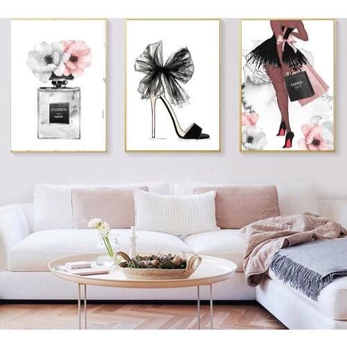 Fashion perfume bottle wall art decoration diamond painting flower cross stitch embroidery fashion wall picture handmade mosaic