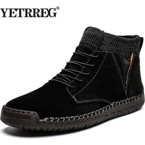 Vancat Brand Winter Men Ankle Boots Quality Leather Shoes Warm Mens Snow Boots Winter Shoes Fur Mens boots Shoes Size 38-48