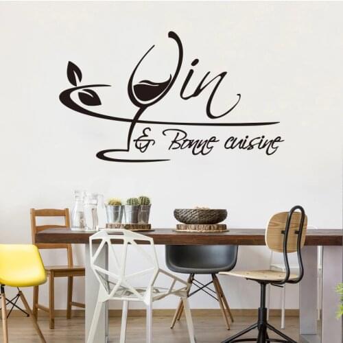 Stickers French Cuisine Vin Et Bonne Vinyl Wall Sticker Decal Mural Wall Art Wallpaper Kitchen Tile Home Decor Poster DD0338
