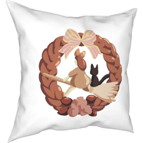Kiki wreath pillowcase cover decorations Anime Ghibli Kiki of delivery Service Cat litter pillow case cover house 45*45cm