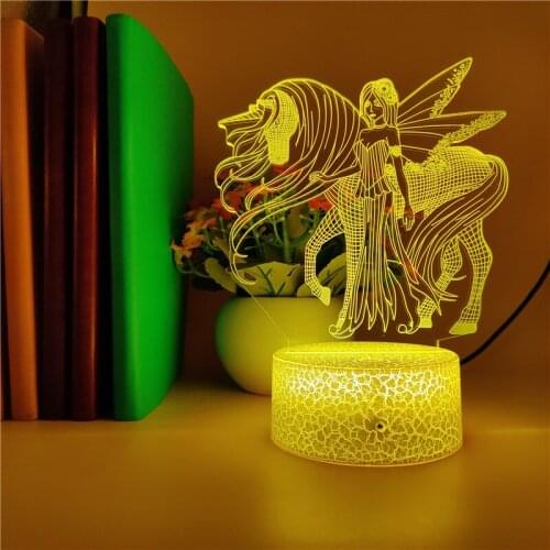 Unicorn Night Light Lamp LED Acrylic Touch Sensor 3D Bedroom Decor Nightlight Color Change Decoration Kids Birthday Holiday Gift