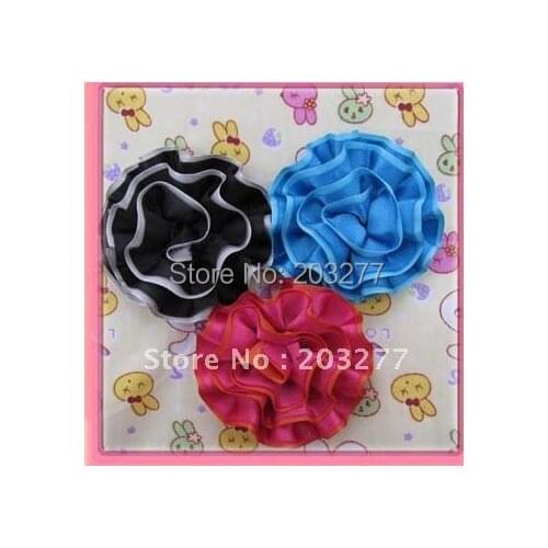 Wholesale - 36pcs/lot 10colors for your choose 8cm Satin ribbon flowers Free Shipping