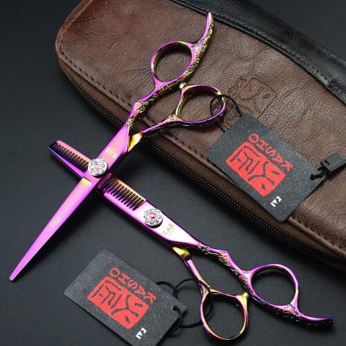 New Plum Handle Print Hairdressing Scissors Professional Hair Cutting Scissors Thinning Scissors Haircut Barber Tool