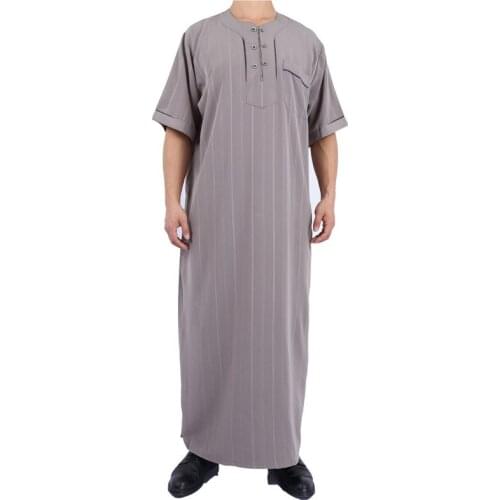 Mix colors sizes Muslim Thobe Arabia Mens Round Neck Short Sleeved Robe Factory Wholesale