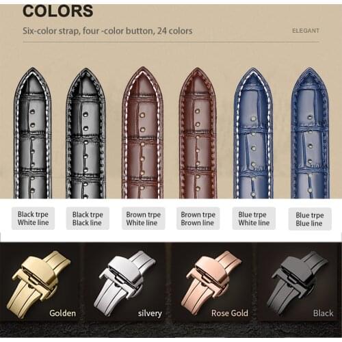 Watch Strap Quick Release Soft Calfskin Leather 18mm 20mm 22mm 24mm Black Brown Blue Gold