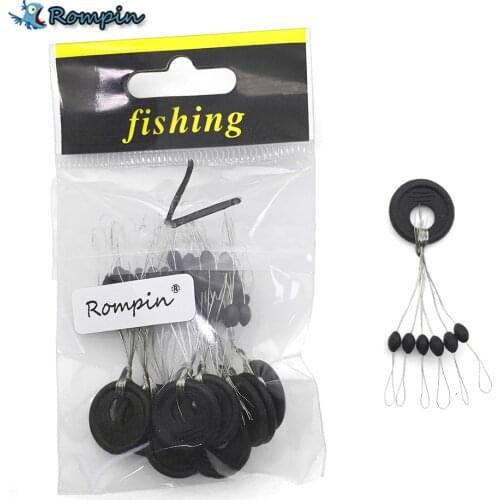 Rompin 10pcs/lot 6 in 1 Size SS/S/M/L Black Rubber Oval Stopper Fishing Bobber Float Connector Fishing Tackle accessories