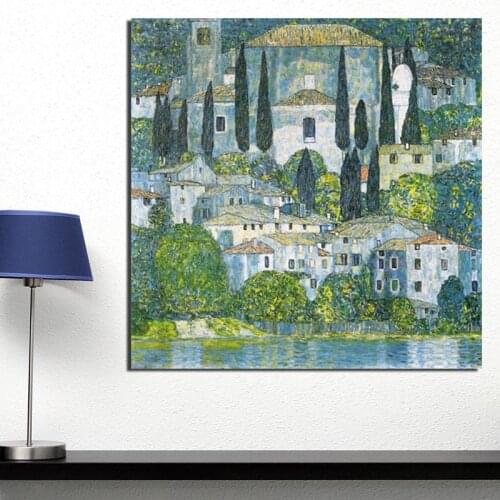 Gustav Klimt Kirche Nordic Poster Canvas Painting Print Living Room Home Decoration Modern Wall Art Oil Painting Posters Picture