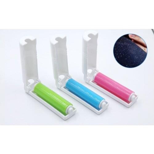 Folding Washable Dust Lint Roller with Cover for Wool Sheets Hair Clothes Fluff Dust Catcher Dust Drum Lint Roller Random Color