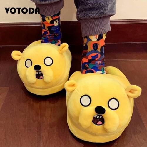 Warm Cartoon Cotton Slippers Winter Unisex Indoor Slides Fluffy Soft Non-slip Flip Flops Women Cute Bread Shoes Cartoon Slippers