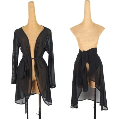 Latin Dance Modern Dance Gauze Mesh Loose Coat Or Hip Scarf More Way Latin Dance Practice Clothes Rumba Dance Costumes DQL5149