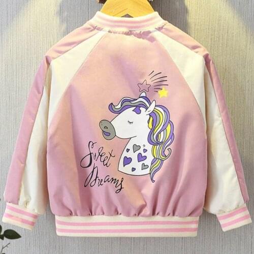 Spring Autumn Girls Unicorn Jackets Outerwear Fashion Unicorn Windbreaker Cardigan Cute Kids Children Clothing