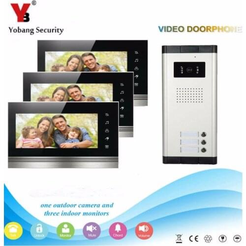 Yobang Security Free DHL Wired Video Door Phone Intercom System 7"Inch Monitor IR Camera Video Intercom DoorPhone Doorbell Kit