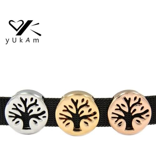 YUKAM Keeper Tree of Life Slide Charms for Stainless Steel Mesh Keeper Bracelets Keys Pendants Reversible Leather Wrap Bracelets