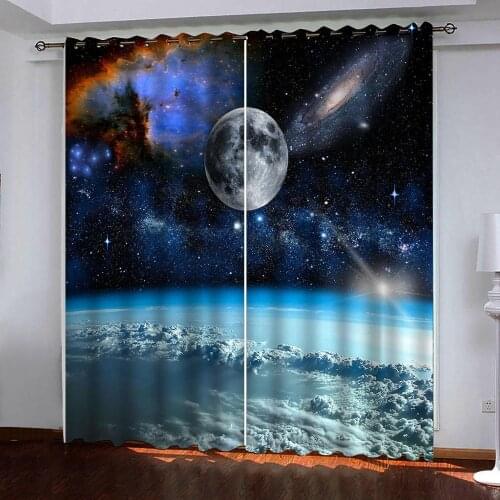 Custom any size photo blue curtains starlit sky stars curtain Bedroom living room windproof thickening blackout fabric