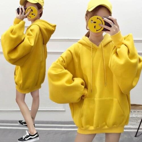Female Hoodies New Loose Lantern Sleeve Big Pocket Thick Warm Casual Korean Womens Large Sizes Pullovers Sweatshirt