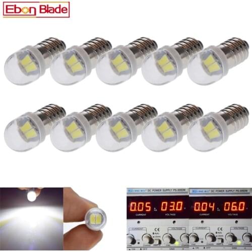 10Pcs 3V 6V DC E10 1447 LED 5630 2 SMD Screw Led Bulb Light Lamp For Torch Bike Bicycle Lights Xenon White