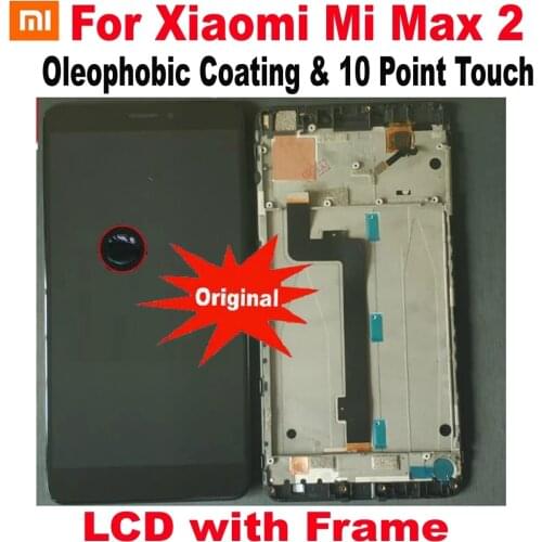 100% Original For Xiaomi MI Max 2 MAX2 Glass Sensor LCD Display 10 Point Touch Panel Screen Digitizer Assembly with Frame