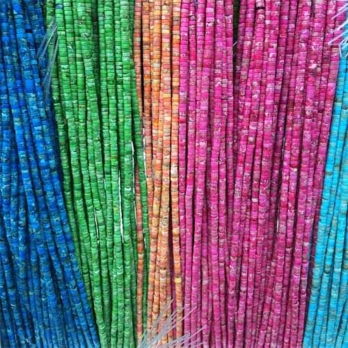 2*4MM Sea Sediment Imperial Jasper Gemstone Disc Heishi Turquoise Natural Stone Beads For Jewelry Making DIY Bracelet