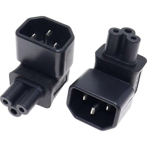 IEC 320 C14 to C5 3 Pin Angled Power Adapter Male to Female Angled Converter Hot for Notebook Charger