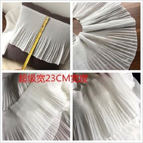 3Yard/Lot Chiffon pleated lace trim 22cm widened diy clothes skirt cuff lace fabric dress sleeves doll children accessories