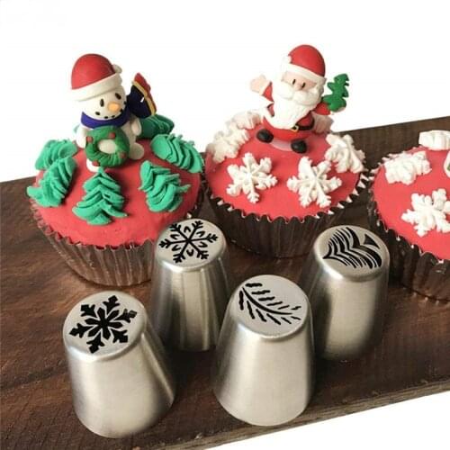 4pcs/lot Russian Tulip Icing Piping Nozzle Cake Decoration Cream Tips DIY Cake Bakeware Tool Cupcake Christmas Pastry Nozzles