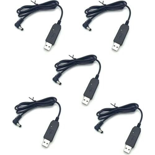 5pcs USB Charger Cable with Led Indicator Light for Baofeng UV-5R UV-82 BF-F8HP GT-3 GT-3WP UV-9R Plus A58 UV-XR Walkie Talkie