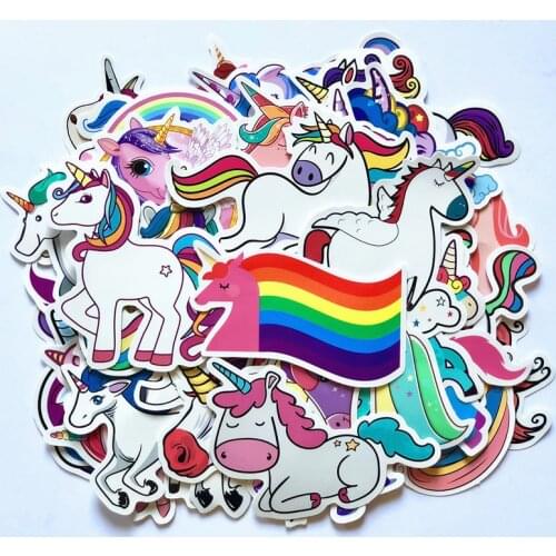50Pcs/pack Unicorn Series Sticker Cute Anime Childrens Cartoon Stickers for DIY Travel case Laptop Bicycle Fridge Car Stickers