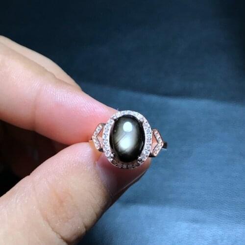 925 Sterling Silver Ring Engagement Rings for Women Wedding Ring with Natural Star Sapphire Gemstones