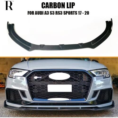 RS3 Carbon Fiber Front Bumper Lip Chin Spoiler for Audi RS3 original Bumper Sedan 4Door 2017 2018 2019 ( not for A3 change RS3 )