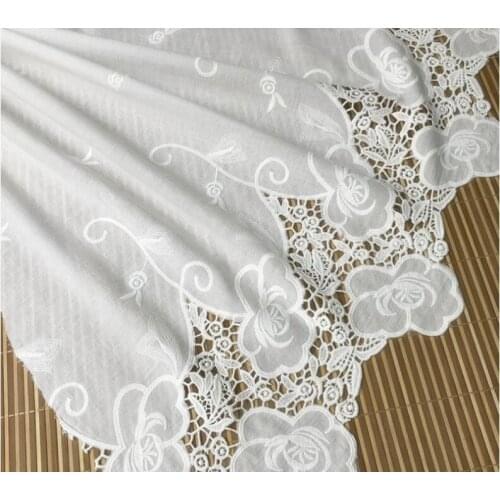 Off White Lace Fabric, Cotton Lace With Big Floral, Retro Embroidery Cotton Lace Fabric, Girl Dress Fabric By Yard