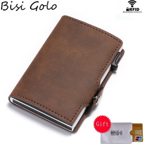 BISI GORO Card Holder 2020 New Vintage Card Wallet RFID Slim Suitcase Business Luxury Card Case Anti-theft Card Wholesale
