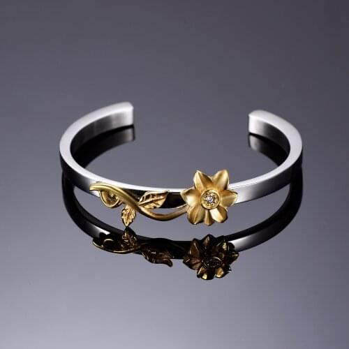 IJB5118 Sun Flower Casted Stainless Steel Cremation Cuff Bracelet for Ashes of Loved One Memorial Ashes Jewelry Bracelet Urn
