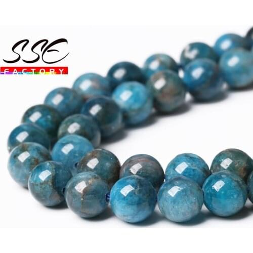 AAA+ Natural Blue Apatite Stone Beads 4 6 8 10 12 mm Pick Size 15" Strand For Jewelry Making DIY Bracelet Necklace Accessories