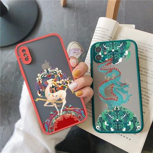 Mythical Beast Crane Deer Tiger Dragon Phone Case For iphone X XS MAX XR 6s 7 8 Plus SE 2020 12 Mini 11 pro MAX Hard Back Cover