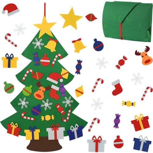 DIY Felt Christmas Tree Decorations Kids Gifts Xmas Tree Door Wall Hanging Ornaments Artificial Tree for Home