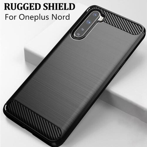 For Oneplus Nord Cover Shockproof Brushed Carbon Fiber Soft Case for OnePlus Nord 5G 1+Nord Rugged TPU Armor Bumper Phone Cases