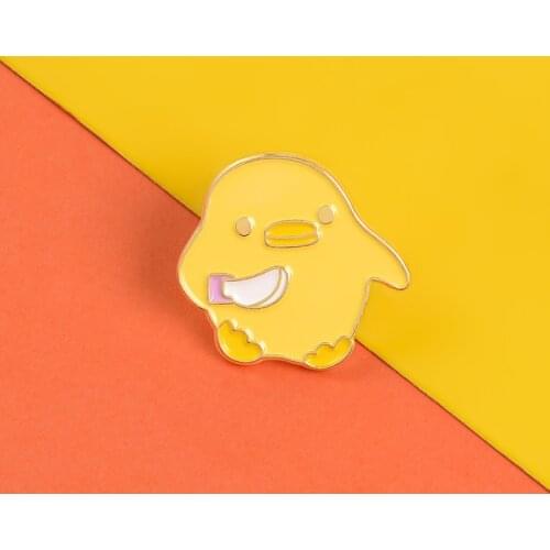 Smol Enamel Pins Kawaii Yellow Duck Badges Knife Duck Pins Brooches Funny cute Lapel Pin Clothes bag Cartoon Jewelry Gifts
