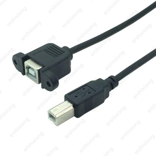 0.3m/0.5m USB 2.0 Type B Male to Type B Female Printer Extension Cable With Panel Mount 90 Degree Right Angle Cord