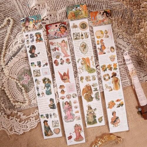 Cute Hand Account Decoration Stickers Collage Characters Dreamy Washi Masking Tape Scrapbooking Stationery Long Strip of Tape