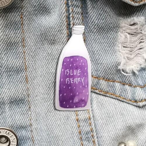 Beautiful Brooches For Women Cartoon Blueberry Juice Lapel Pins Clothes Backpacks Accessories Jewelry Gift
