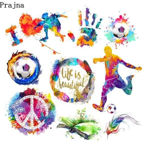 Colorful Football Applique Thermal Stickers Iron-On Transfer For Clothing DIY Butterfly Heat Transfer Patches On Clothes Print