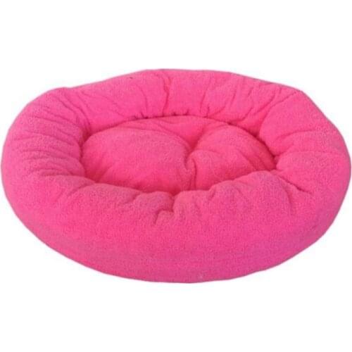 Cat Dog Bed-Round Fleece Fabric Grommet Bed (Pink)