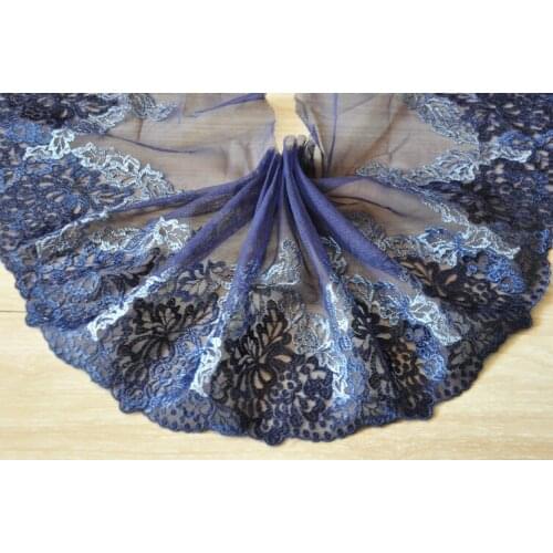 3Meter 17cm Navy Blue/ Fuchsia Polyester Lace Flower Embroidered Mesh Lace Trims Handmade Garments Supplies Z1384