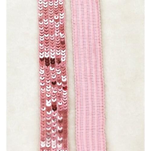 50meters Pink Sequin fabric Lace Trim Ribbon Sequined Stage Costumes Dance Paillettes Ruban Dentelle diy Headwear Clothing