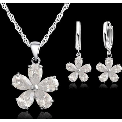 Newest Wedding Jewelry Sets Necklace Earring Jewelry Sets Cubic Zirconia CZ Jewelry Set 925 Sterling Silver Jewelry Set