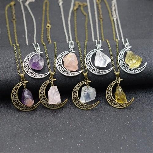 New Charm Luck Necklace For Women Girls Handmade Simple Color Stone Moon Pendant Neck Chain Fashion Jewelry Party Lover Gifts