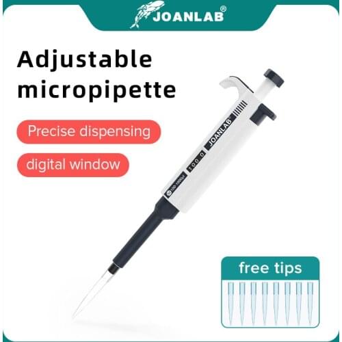 JOANLAB Official Store Laboratory Pipette Plastic Single Channel Digital Adjustable Micropipette Lab Equipment With Pipette Tips
