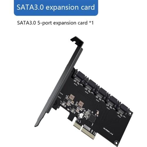 5 Ports Riser Card SATA Adapter Card PCI-E X4 SATA3.0 6Gb/S Hard Disk Expansion Card for BTC Miner Mining