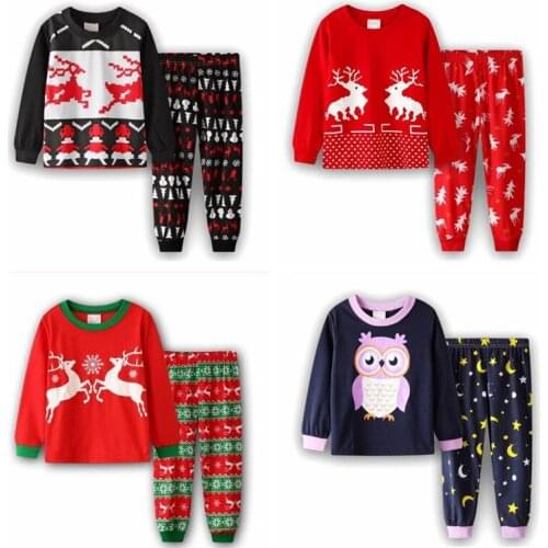 2-7Year Children Pajamas Sleepwear Pyjamas Kids Boys Christmas Beer Suit Baby Girls Cotton Nightgown Nightwear Party Clothing