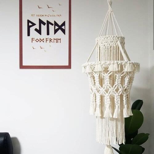 Hanging Hand-woven Chandelier Bohemian Decor Macrame Tapestry Wall lamp chimney House Model Room Coffee Restaurant Decoration
